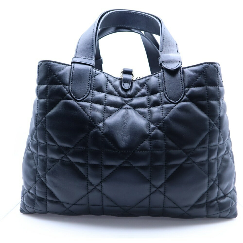 Dior Cannage Toujours Leather Handbag Black Calfskin Christian
